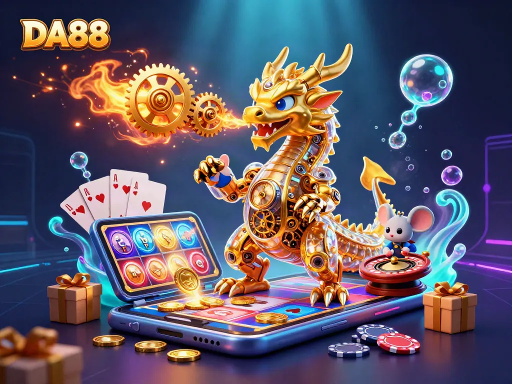 Play thrilling games at DA88 with a golden dragon and immersive slots and card games