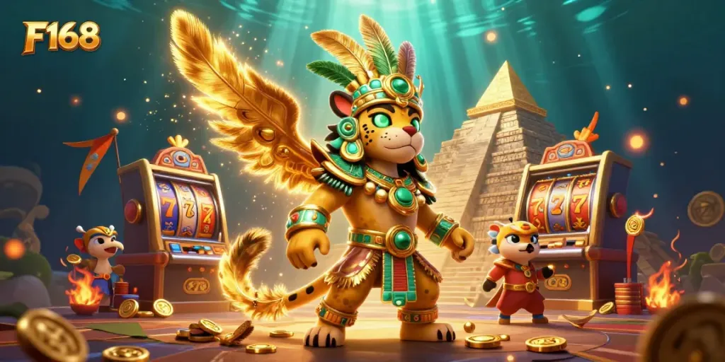 F168 captivates players with thrilling slot machine action amidst dynamic Mayan-themed elements