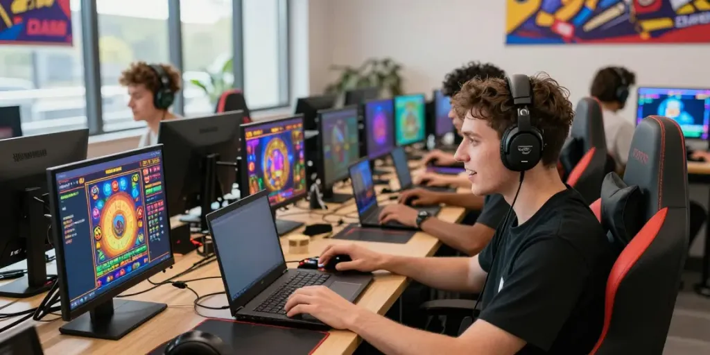 Experience the exciting online gaming environment at https://da88z.net/ with diverse players engaged in thrilling slot games.