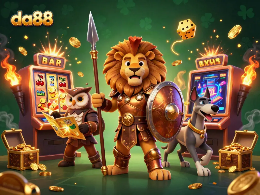 Spin the slots at da88 with exciting jackpots and rewards in a vibrant 3D casino atmosphere.