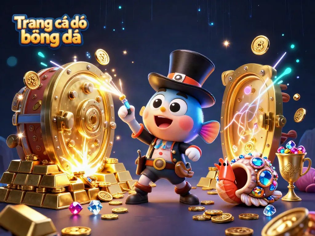 Engage in Trang cá độ bóng đá with vibrant colors and treasure-filled energy in a dynamic 3D scene.