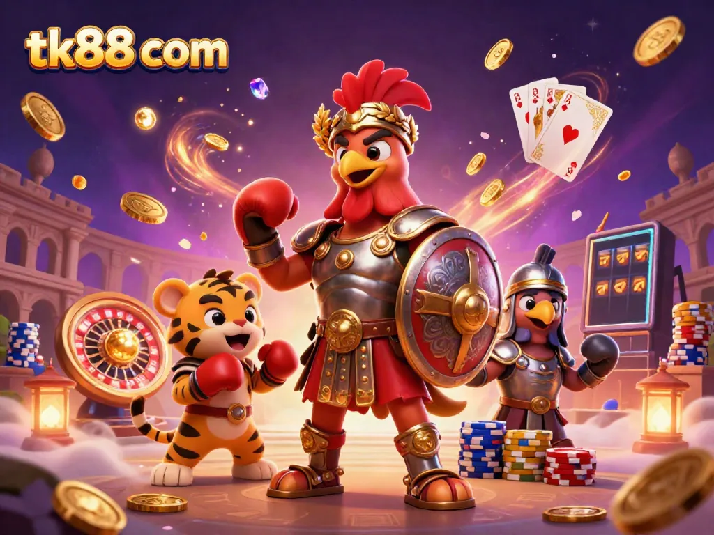 Experience the excitement of tk88 com with our 3D casino artwork showcasing thrilling games and vibrant characters.