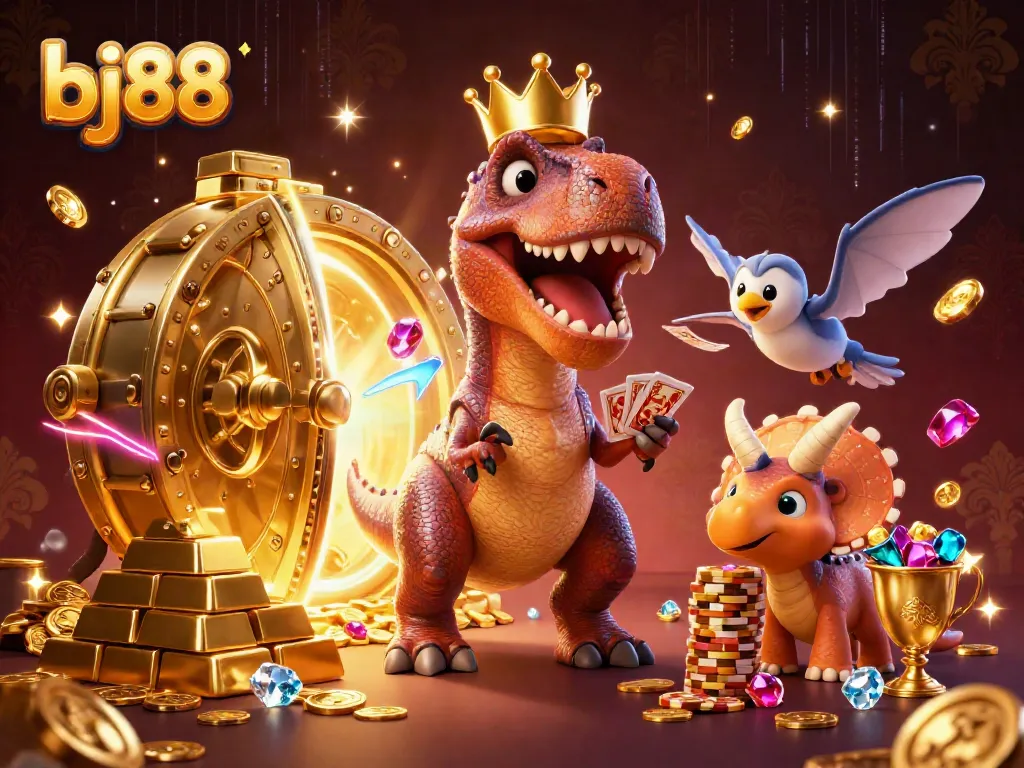 Experience thrilling gameplay at bj88 with cartoon characters in a vibrant casino scene.