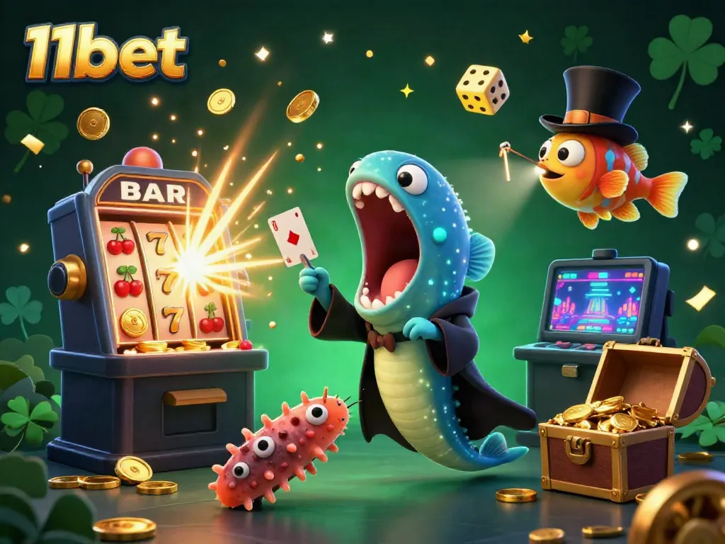 Experience thrilling jackpot moments with 11bet's magical casino environment featuring animated sea creatures performing tricks.