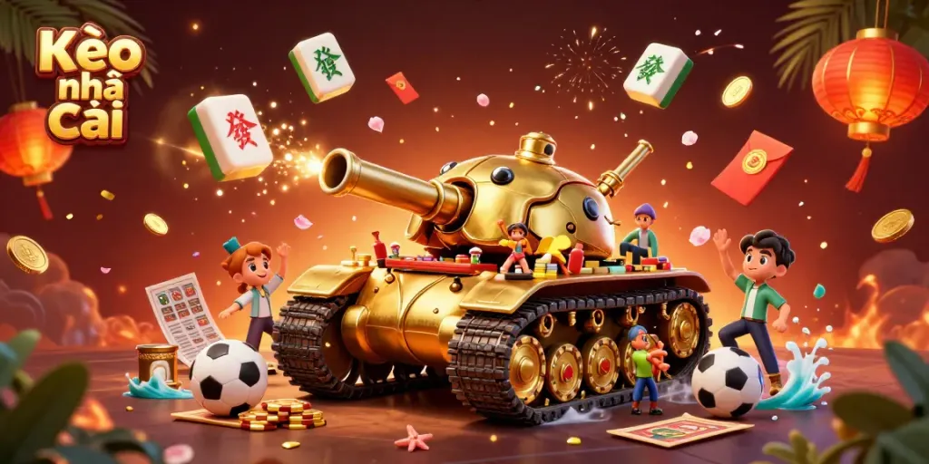 Experience Kèo nhà cái in a vibrant sports betting casino scene featuring a golden beetle tank.