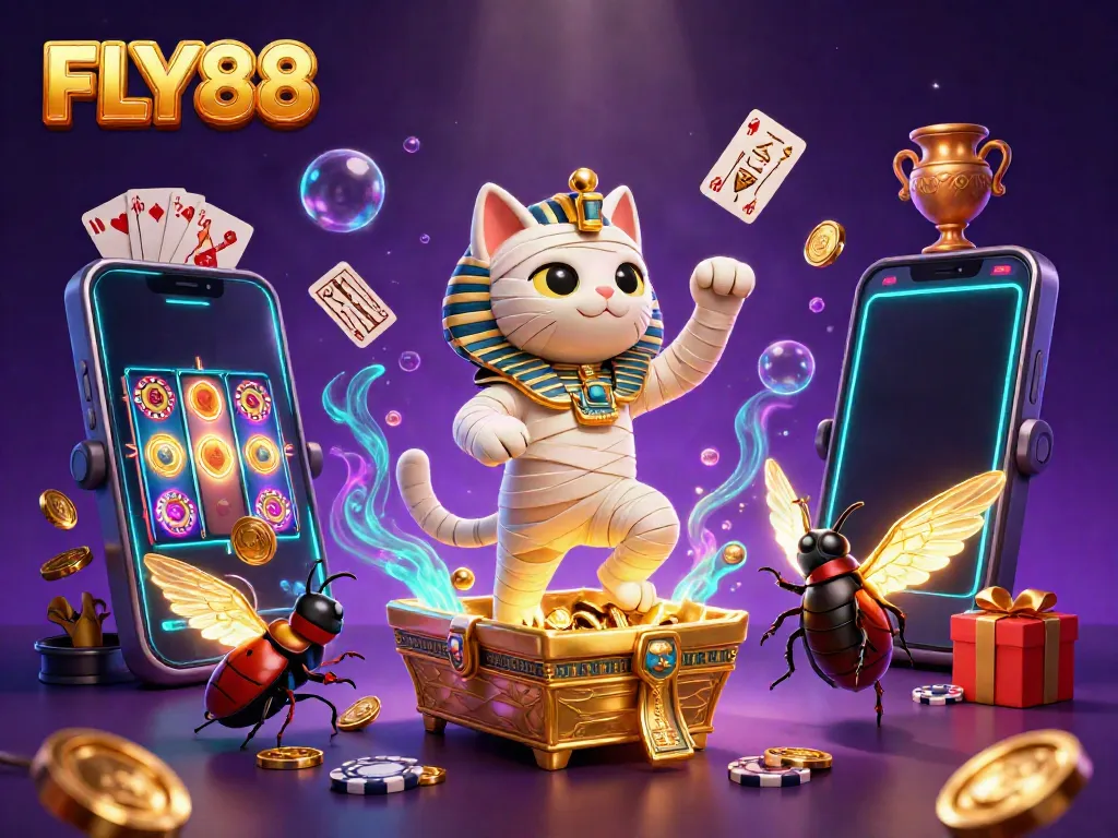 Experience thrilling gaming action at FLY88 with vibrant characters and dynamic casino elements