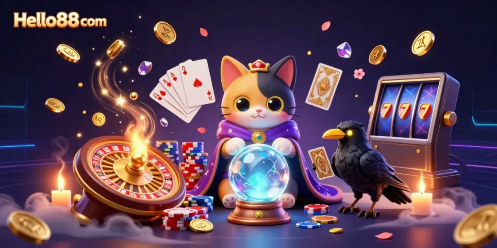 Experience the magic and excitement at Hello88 com with enchanting characters and thrilling casino elements.