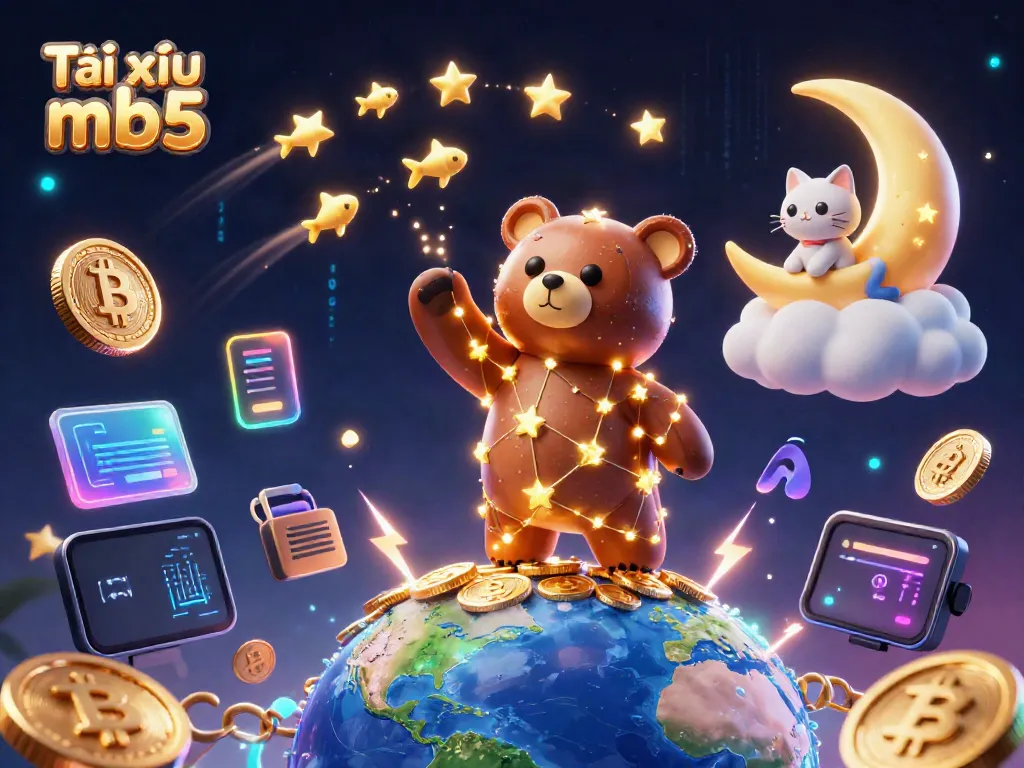 Experience Tài xỉu mb5 in this colorful 3D illustration with unique characters and vibrant casino elements.