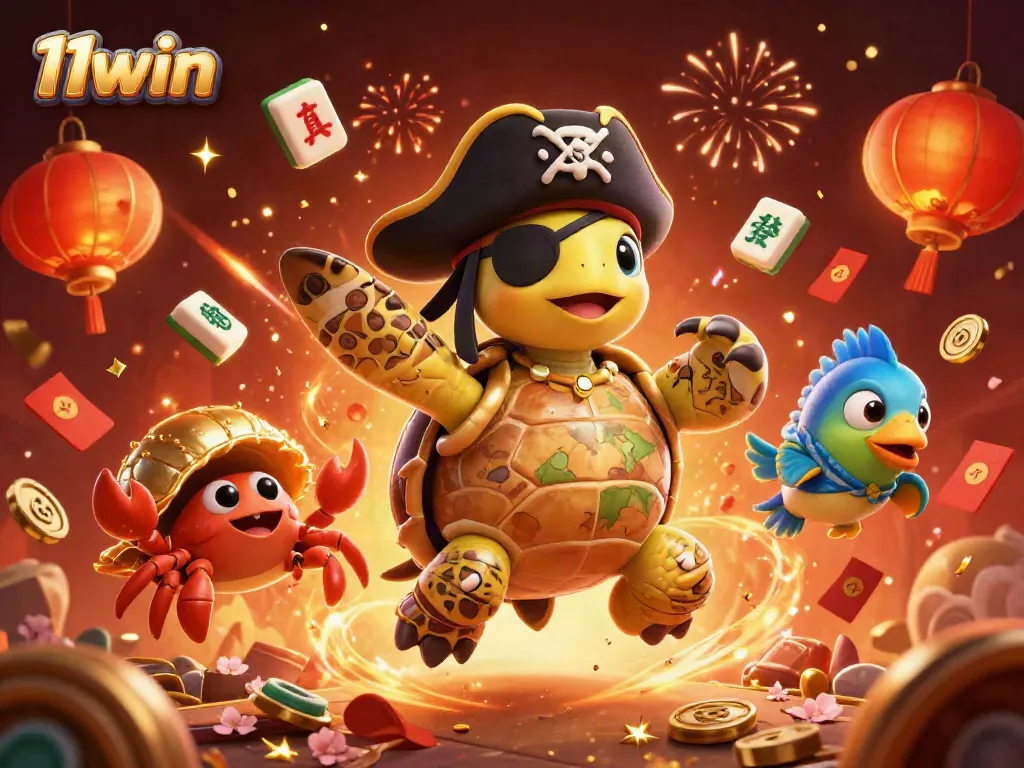Experience thrilling jackpots with 11win in this vibrant pirate-themed casino scene featuring fun characters.