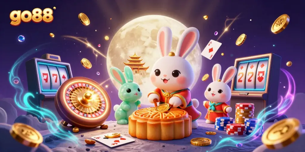 Experience go88 with a vibrant casino scene featuring mythical characters and casino elements.