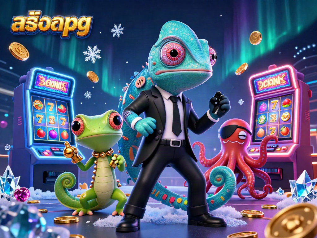 Spin the reels with สล็อตpg in this vibrant casino illustration filled with action and dynamic game elements.