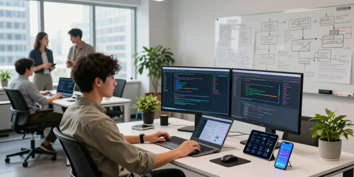 Global commodity index API showcased in a vibrant software development environment with innovative tech elements.