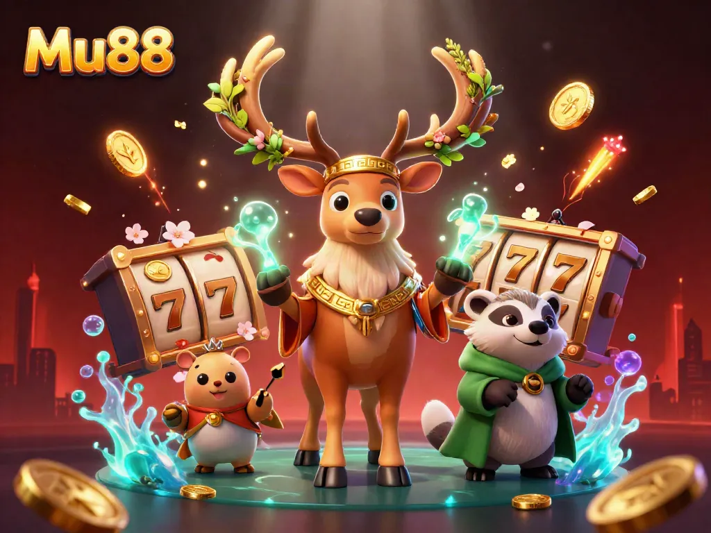 Mu88 features an animated druid with gaming elements, evoking excitement in online play.