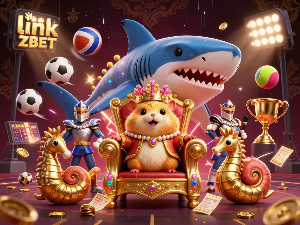 Experience the thrill of link ZBET with a vibrant 3D casino scene featuring dynamic sports and gaming elements.