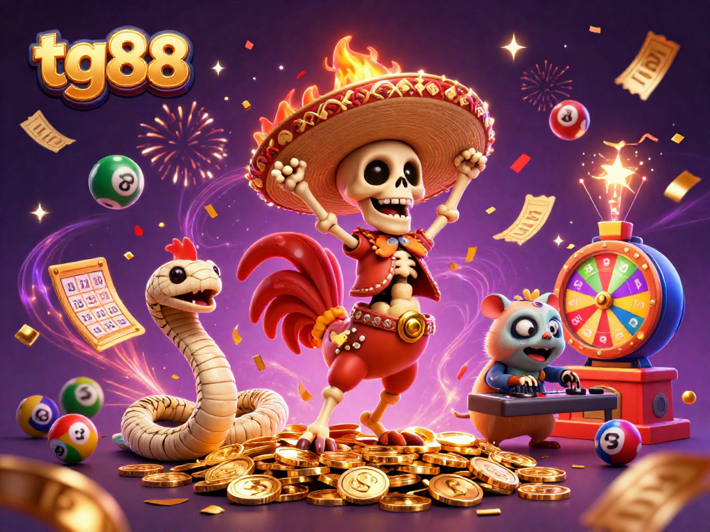 Experience the thrilling ambiance at tg88 with vibrant celebrations and jackpot actions, showcasing unique casino elements.