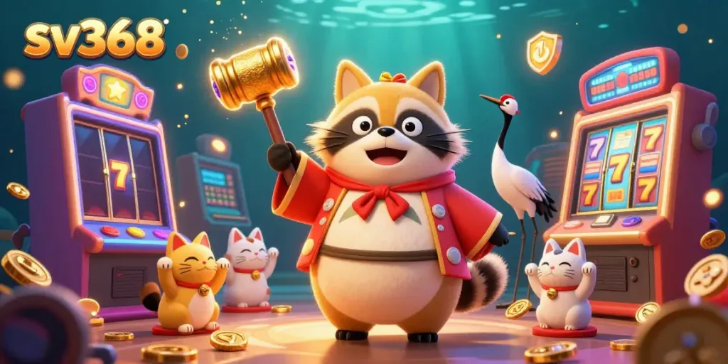 See sv368's vibrant casino scene with the fun tanuki and lucky symbols in action.